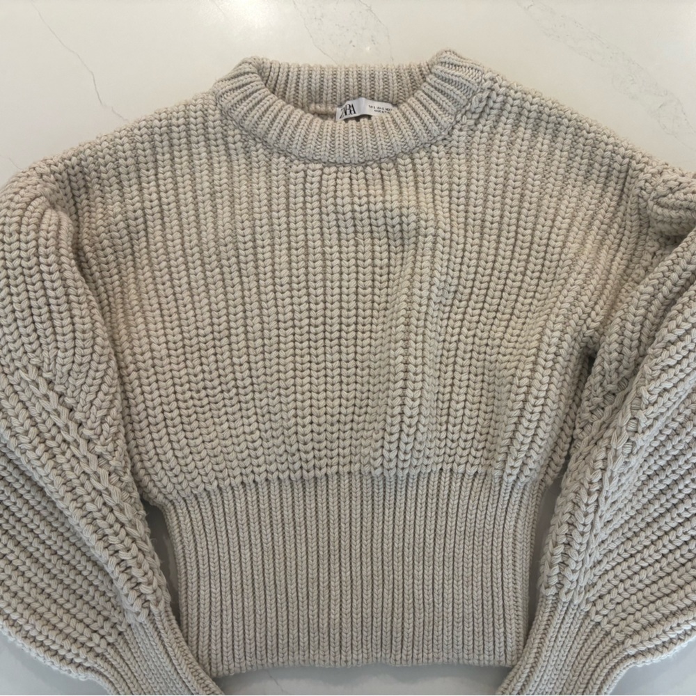 Zara Beige Chunky Knit Pullover